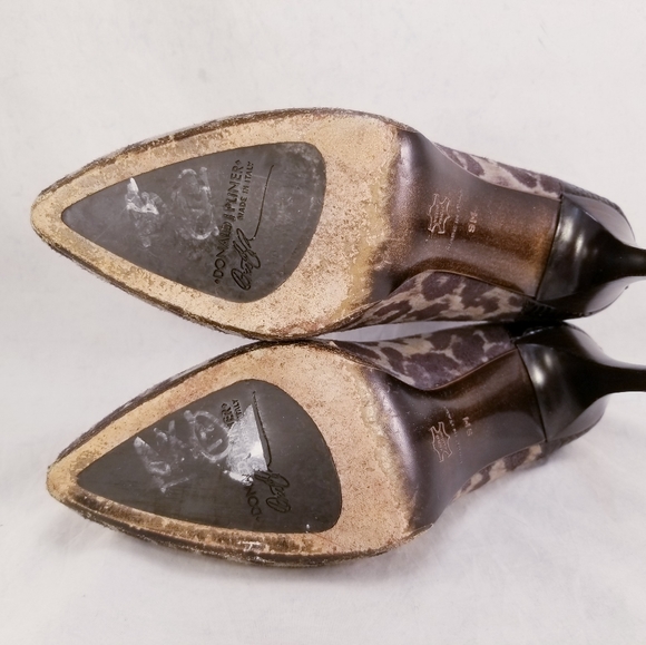 DONALD J. PLINER WOMAN LEOPARD ANKLE BOOTS POINTED TOE SIZE 9 M BROWN CROCODILE - Picture 6 of 12